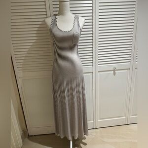 Elegant Black and White Striped Maxi Dress